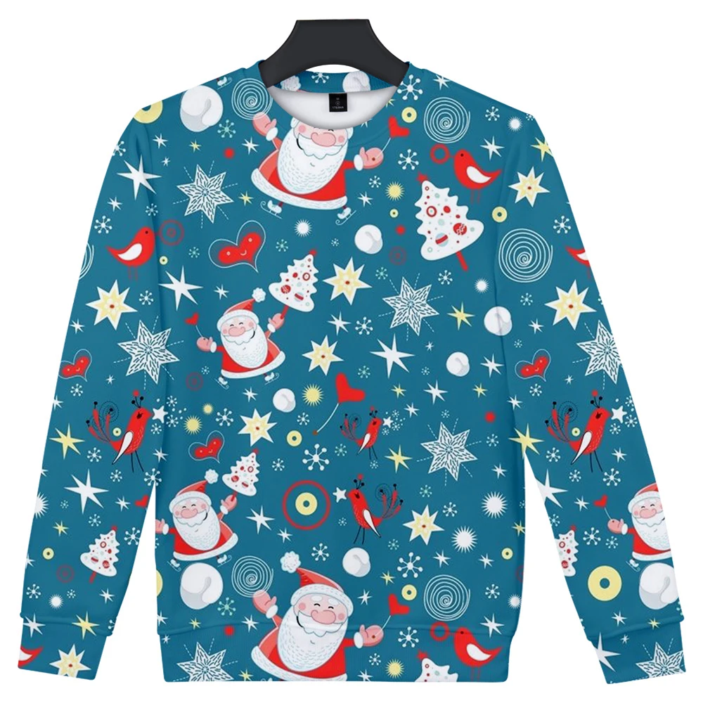 

Модная Повседневная Толстовка в стиле хип-хоп с круглым вырезом Рождественская одежда модная рубашка Рождественская рубашка 3D Толстовка с ...