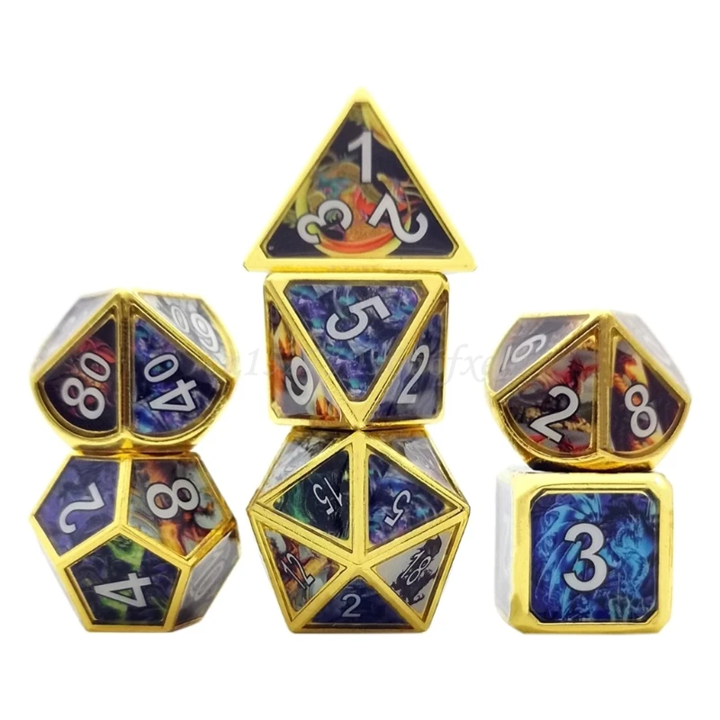 

7pcs Deluxe Metal Dice Polyhedral Board Game Dice Set for Friends Party RPG MTG D4 D6 D8 D10 D12 D20