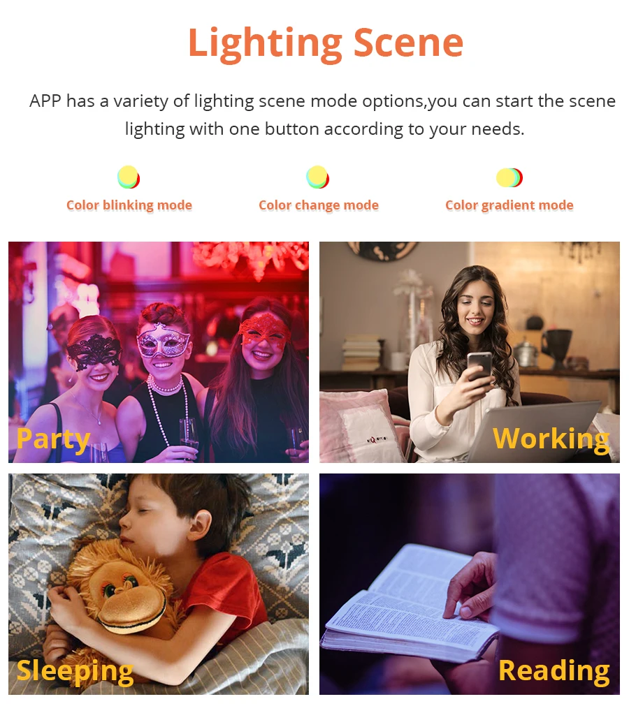 E14 WiFi Smart LED Candle Light Bulb RGBCW Dimmable Lamp 5W Work with Tuya Smart