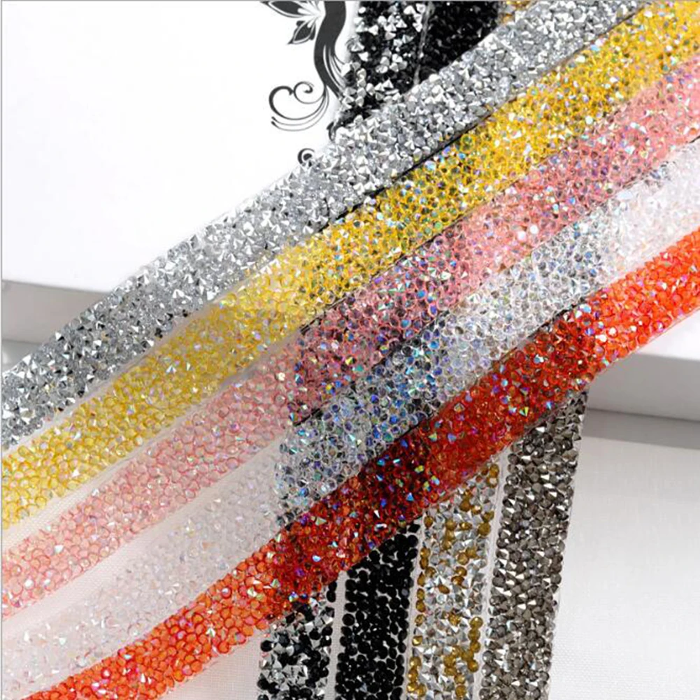 1 ярд шитье отделка исправление Стразы красочные смолы сетки страз кристалл