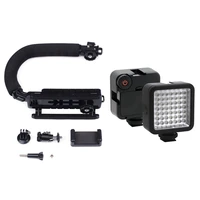c type monopod handheld camera stabilizer holder grip flash bracket mount adapter with bright led video light 49 led