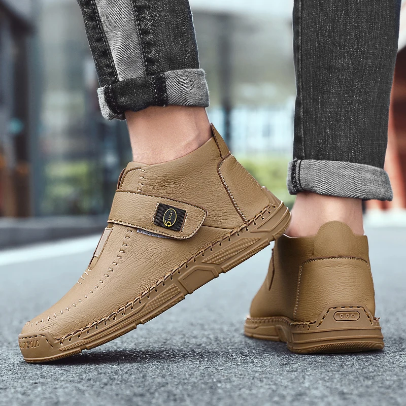 

Brand New Leather Men Shoes Fashion Trend High Top Men Casual Ankle Boots Comfortable Classic Handmade Sneakers