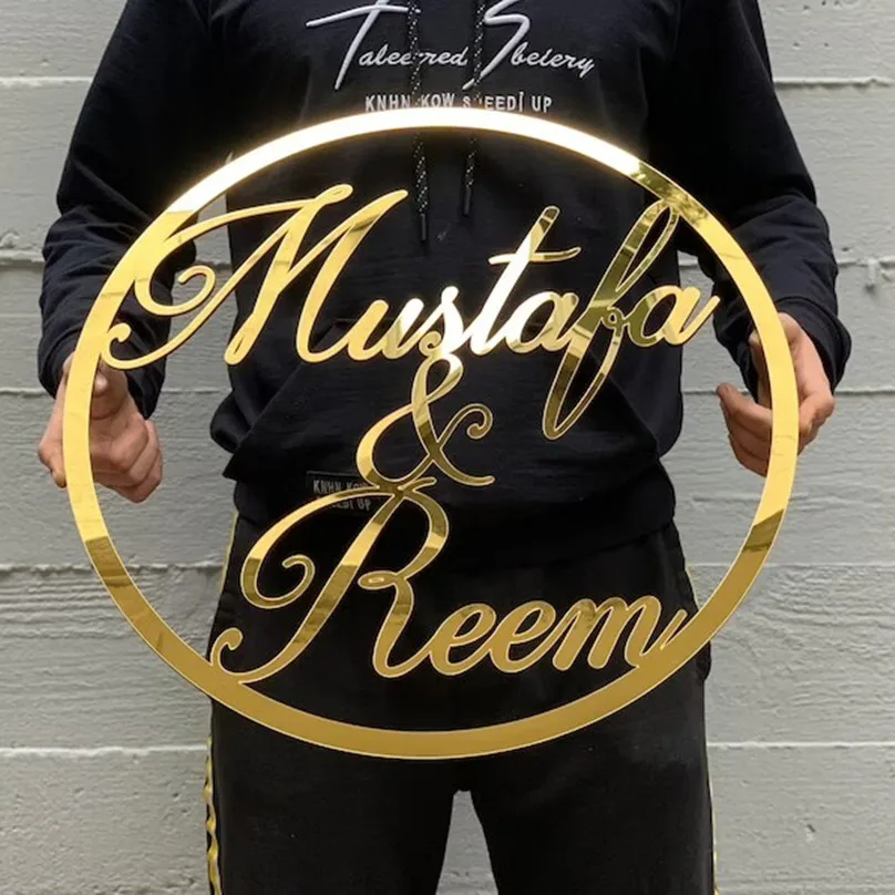 Round Acrylic Laser Cut Name Sign Custom Wedding Signs Baby Shower Baptism Birthday Party Props Background Decor | Дом и сад