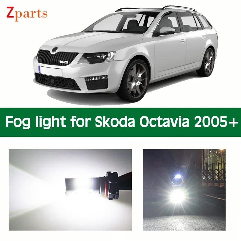 

2pcs Premium Canbus White Car LED Lamp H11 H8 Front Fog Light Bulb for Skoda Octavia 2 3 MK2 MK3 1Z 5E A5 A7 FL 2005+