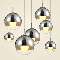 modern pendant lights 23 plated mirror glass lampshade pendant lamps round silver globe lustre led indoor hanging light fixture