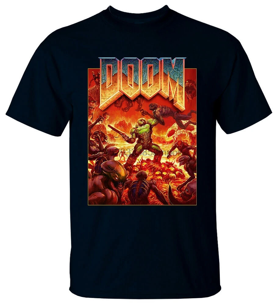 Игровая футболка Doom V1 VIDEO Union aircorporation (черная) все размеры S-5XL | Мужская одежда