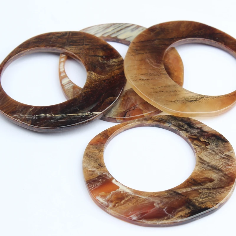 

Acetate Resin Imitation Horns Circle Exaggerated Geometric Charms Connector 60*68mm 6pcs/lot For DIY Jewelry Making Accessories