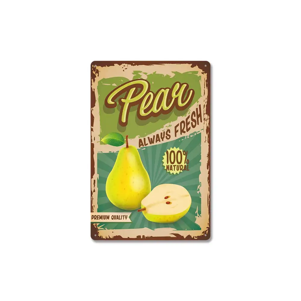

CAI Bai Hui Retro Metal Tin Sign, Fruit Always Fresh!Suitable for Coffee Office Bar Yard Club Home Wall Retro Decoration