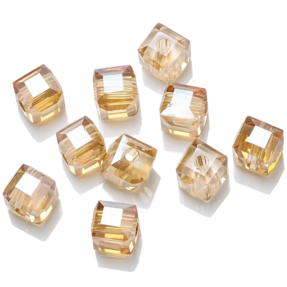 Черные стеклянные кубические бусины ZHUBI 8 мм 10 12