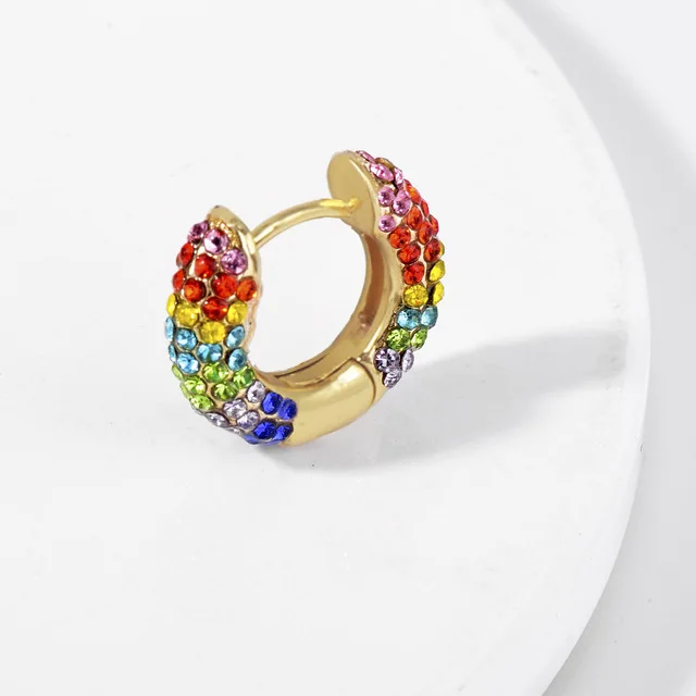 1pcs Style 30 Дизайн милые маленькие серьги Huggie для женщин девочек эмалированные Металлические Хрустальные эффектные шпильки геометрической формы вечерние серьги - Окраска металла: 1pcs Style 30