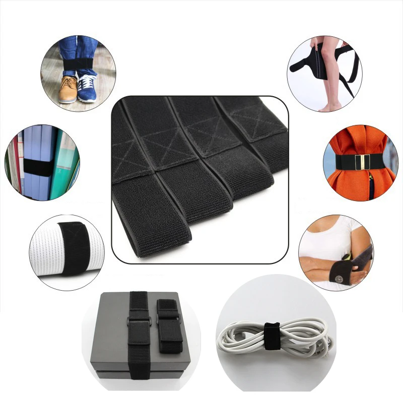 

Elastic Reverse Buckle Velcros Nylon Elastic Band Hook Loop Cable Ties Straps Sticky Fastener Tape Customizable 5pcs