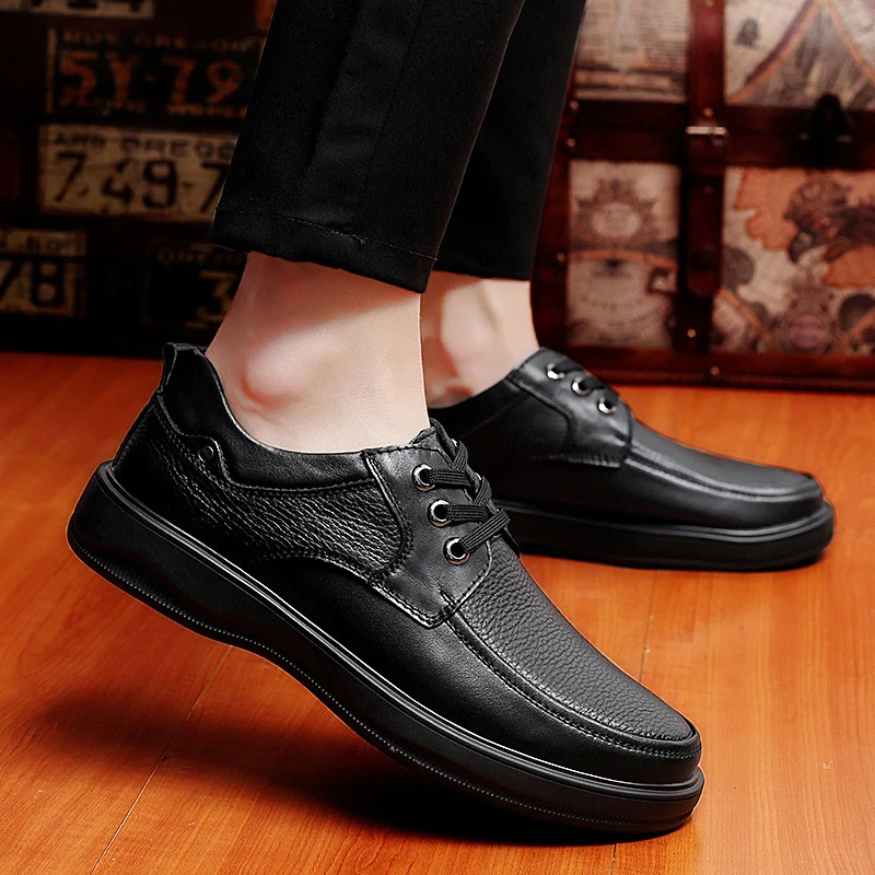 

New Genuine Leather Adulto shoes Mens Shoes Classic Black Outdoor Shoes Male Casual Shoes Flats Designer Shoes Zapatos De Hombre