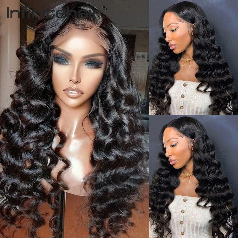 Loose Deep Wave Middle Part 13*1 T Part Lace Front 150% Density Human Hair Wigs Remy Brazilian Hair Pre Plucked Lace Wig