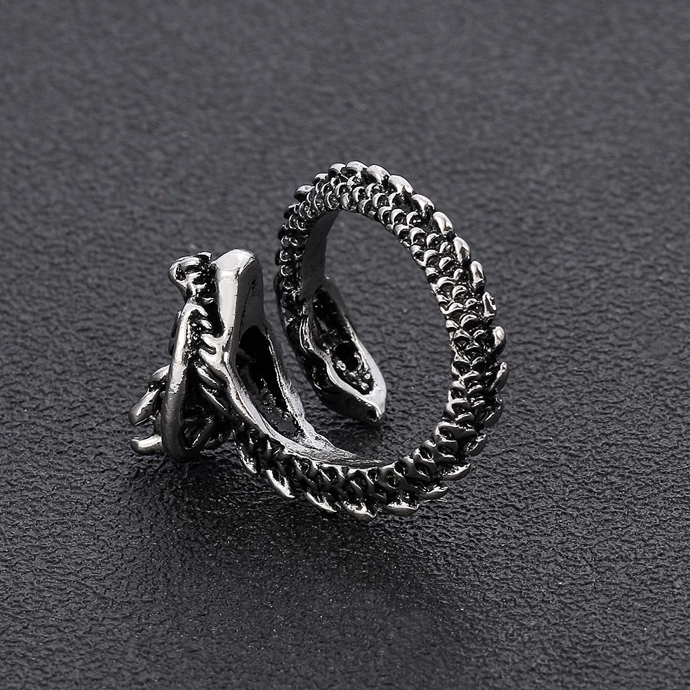 Винтажное панк кольцо с драконом массивное металлическое байкерское в стиле рок