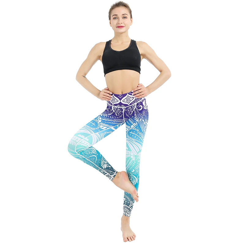 Мандала Цветочный Принт Леггинсы для женщин тренировки брюки Сексуальные