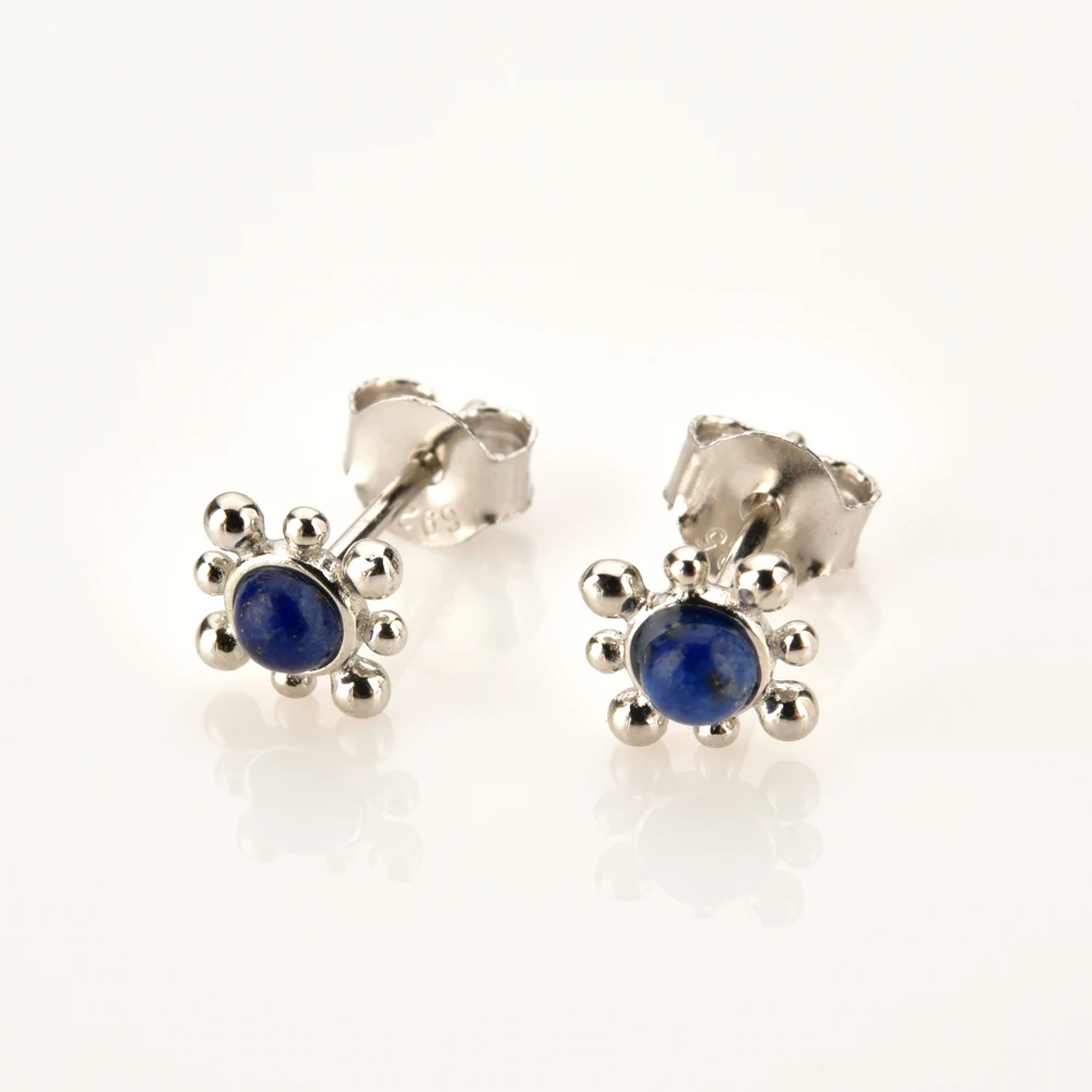 

Sterling Silver Blue Gems Sun Stud Earring Piercing Ohrringe 2021 Rock Punk Simple Tiny Jewelry Wedding Gift Luxury