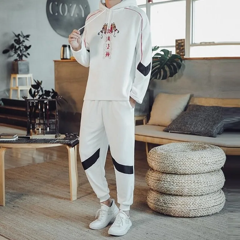 Комплект спортивный мужской из двух предметов льняная рубашка и брюки модная