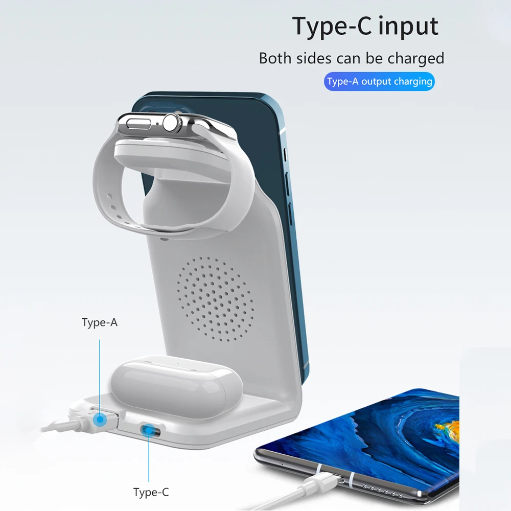 

3 in 1 Wireless Charger Stand Qi 15W Fast Charging For iPhone 12 Pro Max 11 Induction Chargers For Samsung Apple Watch Airpods
