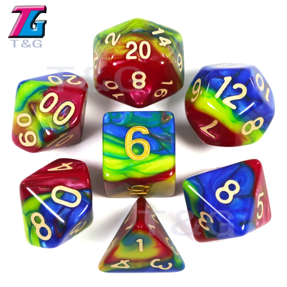 Красочные Имитация жидкой масляной живописи кости набор TRPG игры для подземелья драконов непрозрачные D4-D20 Многосторонние кости настольная игра