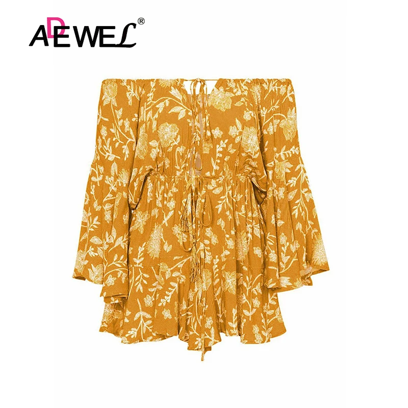 Женское платье с открытыми плечами ADEWEL красное богемное одним плечом и рукавом