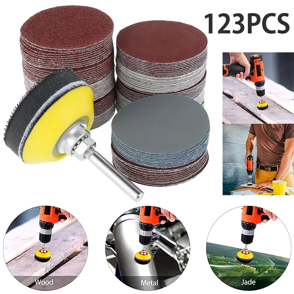 

120 Pcs 50mm Sander Disc Sandpaper 2 Inch Round Sand Pad Grit 60-3000 Sandpaper Set Polishing Disc for Polishing Cleaning Tool