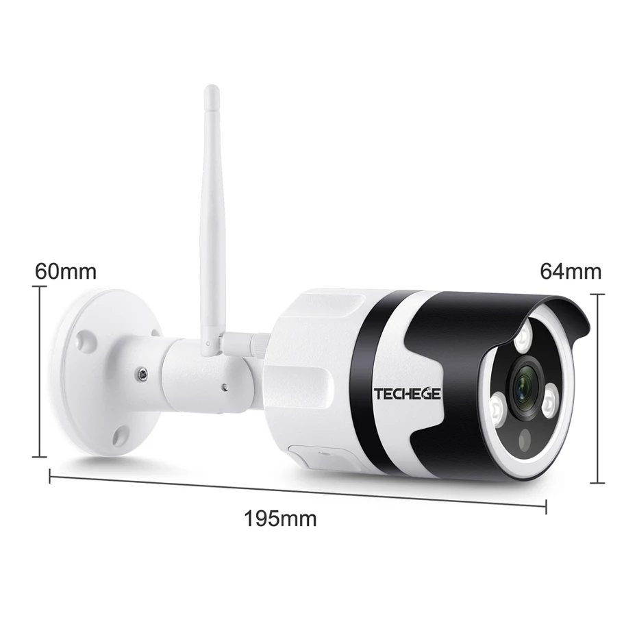 Techege Wi-Fi IP камера 1080P наружная Водонепроницаемая 2.0MP Проводная беспроводная камера безопасности металлическая двухсторонняя аудио TF карта оповещение по электронной почте