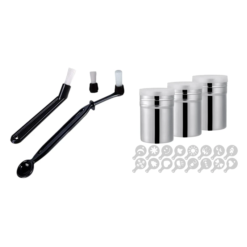 

Набор для кофе, щетки для очистки эспрессо в 3 упаковках, шейкер из нержавеющей стали для кофе и какао