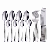 western cutlery set 16pieces kitchen tableware stainless steel dinnerware set silver spoon fork knife dinner set tableware
