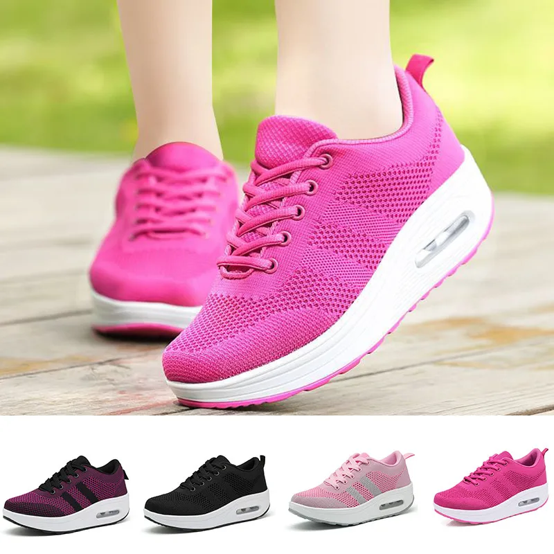 

Lightweight Women Air Cushion Sneakers Comfortble Female Lace Up Outdoor Walking Shoes Breathable Mesh Ladies Vulcanize Shoes