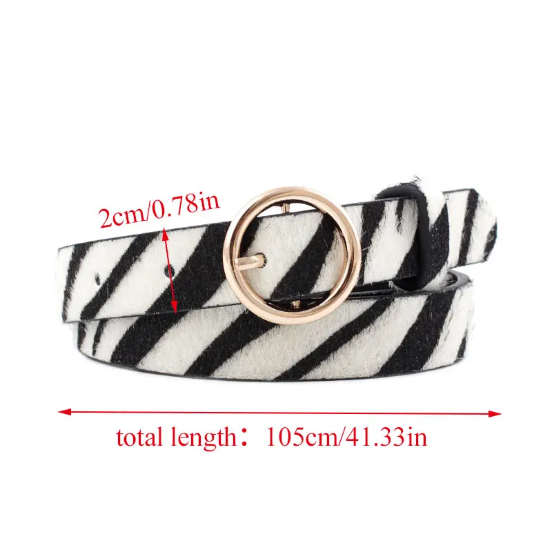 

Fashion Women's Belt Smooth Waist Belts Leopard Snake Zebra Print Belt Classic Horsehair PU Leather Metal Round Buckle Waistband