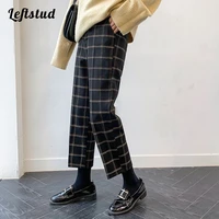 bf style trousers womens autumn and winter 2021 loose straight casual nine point pants thickened high waisted wide leg pants