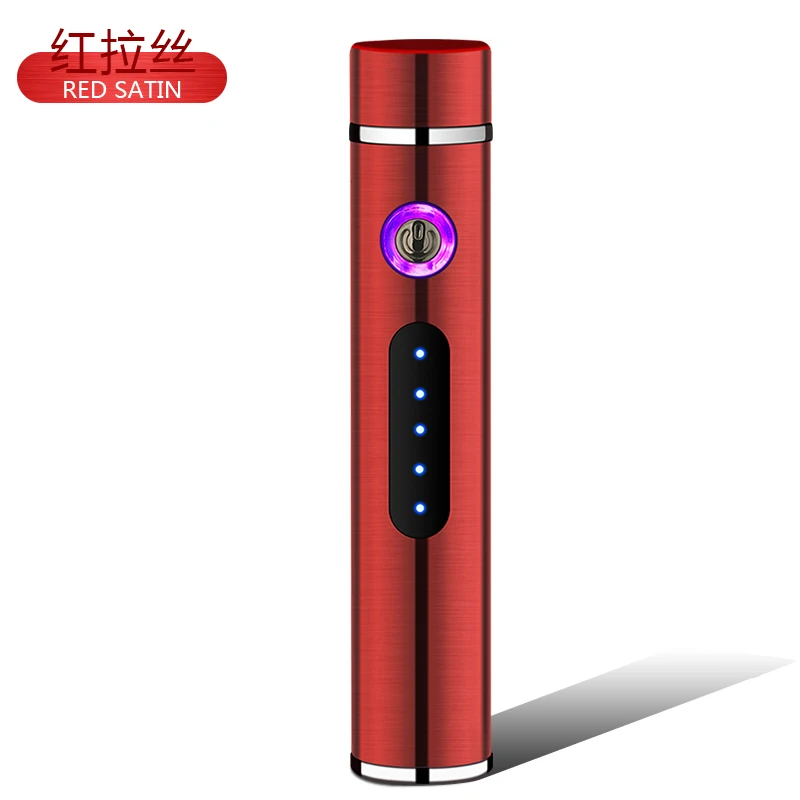 red Зажигалки с двойным дуговым экраном, ветрозащитные зажигалки с usb-зарядкой, маленькие металлические электрические Плазменные зажигалки, мужские подарочные металлические зажигалки - Цвет: red