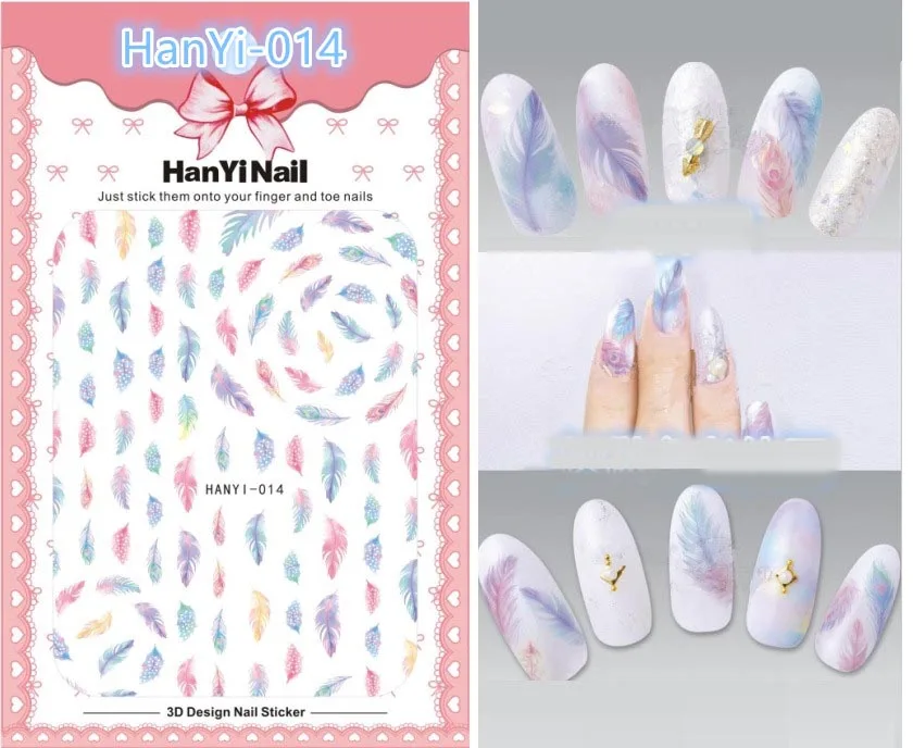 HANYI014 Модный полиуретановый чехол! Лак для ногтей задний клей деколь декорации дизайн ногтей стикер для ногтей советы красоты - Цвет: HANYI014