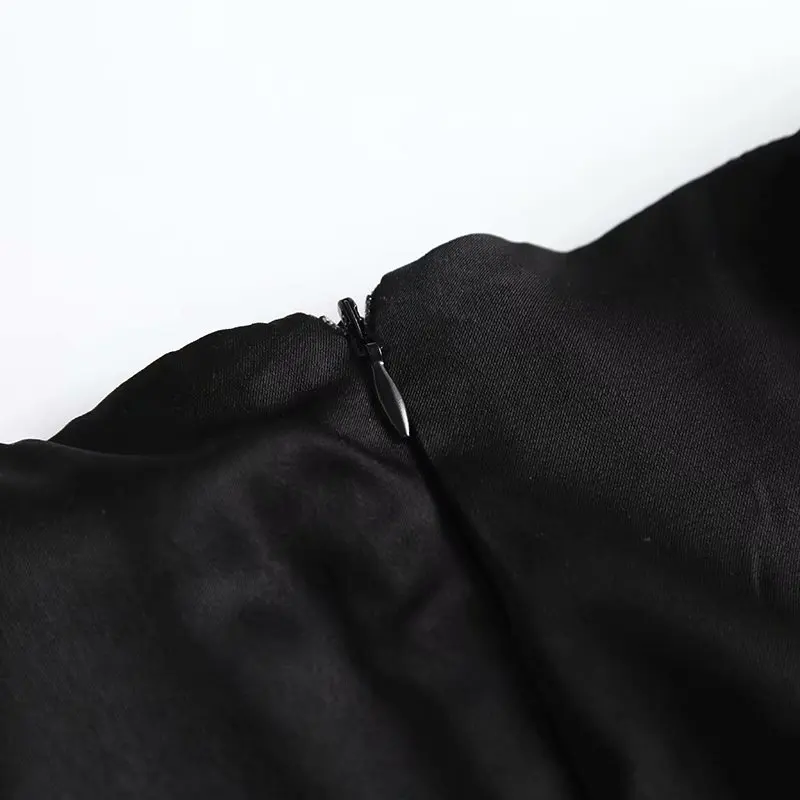 

2021 Draped Black Skirt Women High-waist Knee-length elegant High Fashion casual slit Summer skirts Women