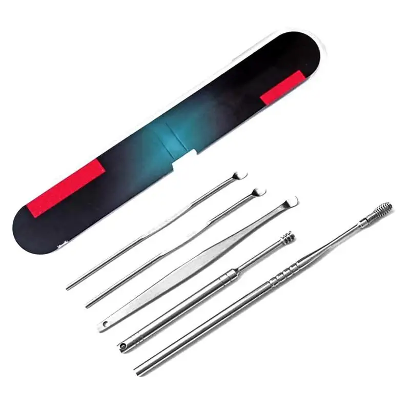 

5 Pcs Steel Ear Care set Portable Choose Ear Wax Health Stick Cure Cleaner Cleaning Kit Ear Care Removal Tool