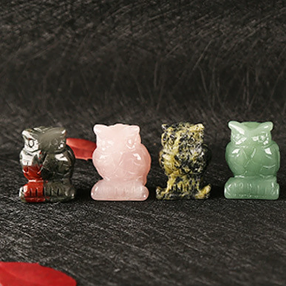 40 мм резной камень Фигурка Совы Птицы подарок ремесло орнамент фэн шуй