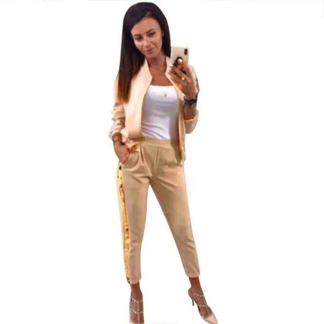 

Spring and Autumn Fashion Casual Sequin Splicing Coat Pants Sportswear Women's Wear