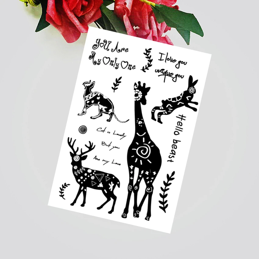 Прозрачные печатные штампы 11x16 см с силуэтом животных силиконовые марки валик