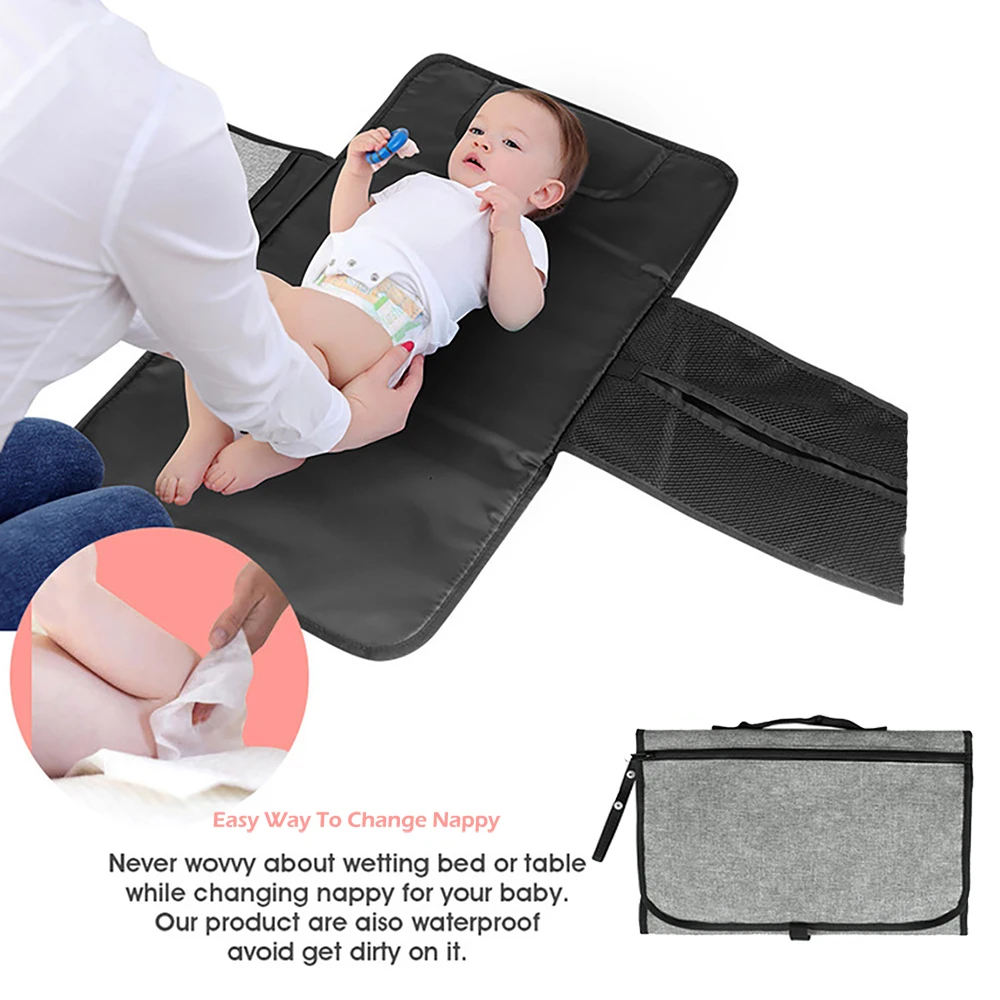 

2 in 1 Waterproof Changing Mat Diaper Travel Multifunctional Portable Baby Diaper Cover Mat Net Hand Foldable Diaper Bag