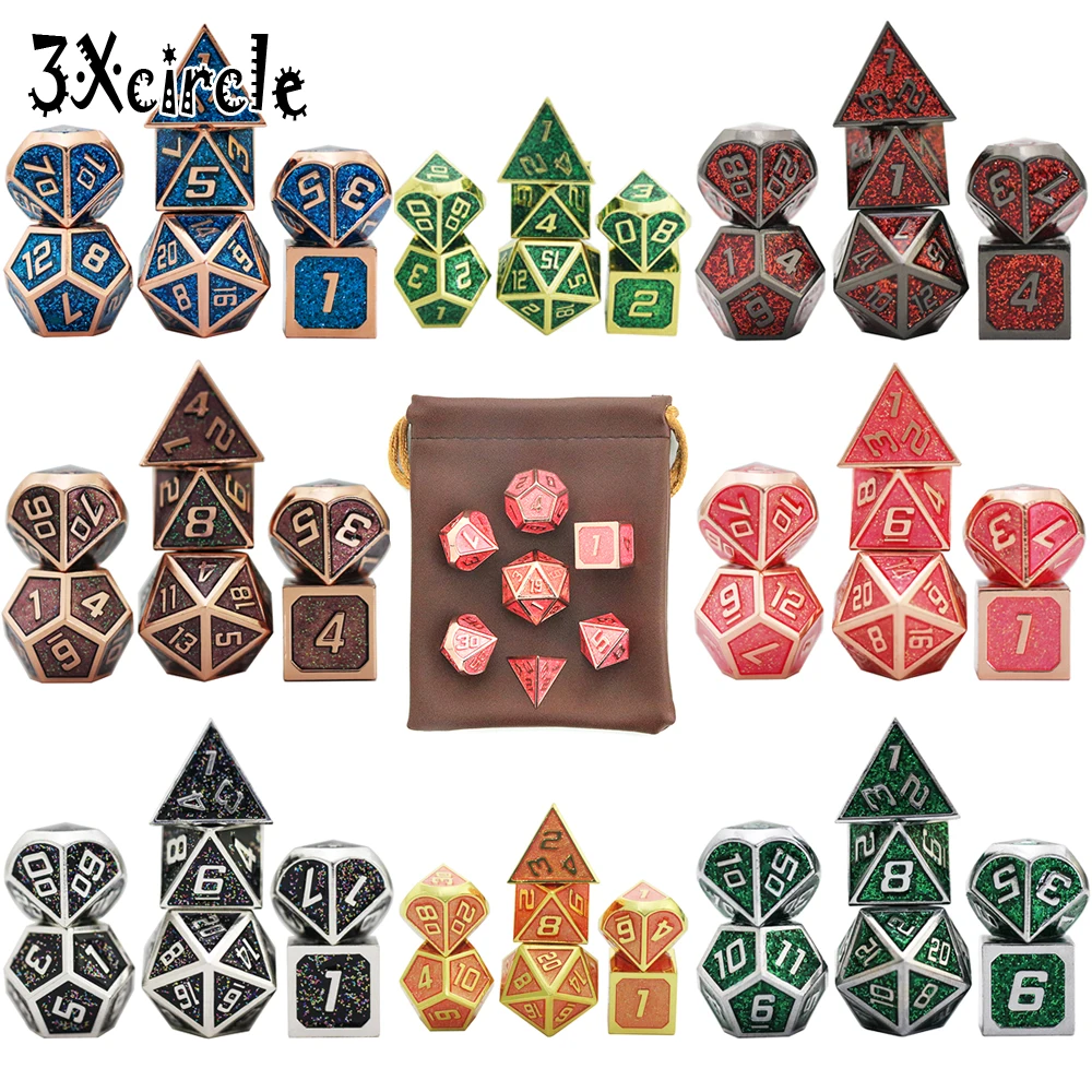 7 игральная кость многогранные DND металла для RPG настольные игры карточные с