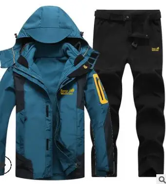 1 Winter Ski Suit for Men Fleece Warm Windproof Waterproof Skiing Suits Snowboarding Set Male Outdoor Ski jacket+Softshell Pant - Цвет: 1