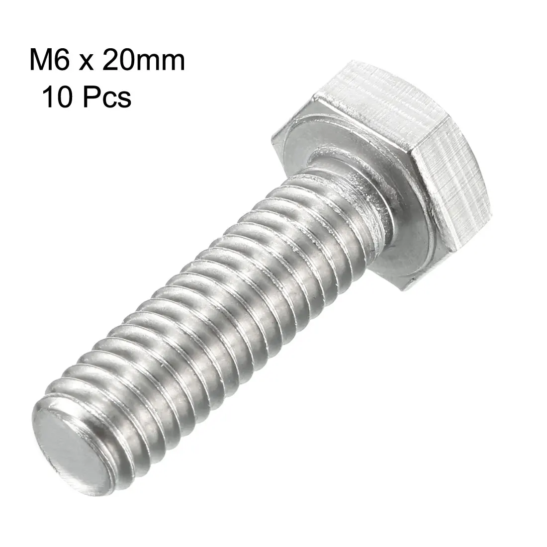 

uxcell M6 Thread 20mm 304 Stainless Steel Hex Screws Bolts Fastener 10pcs