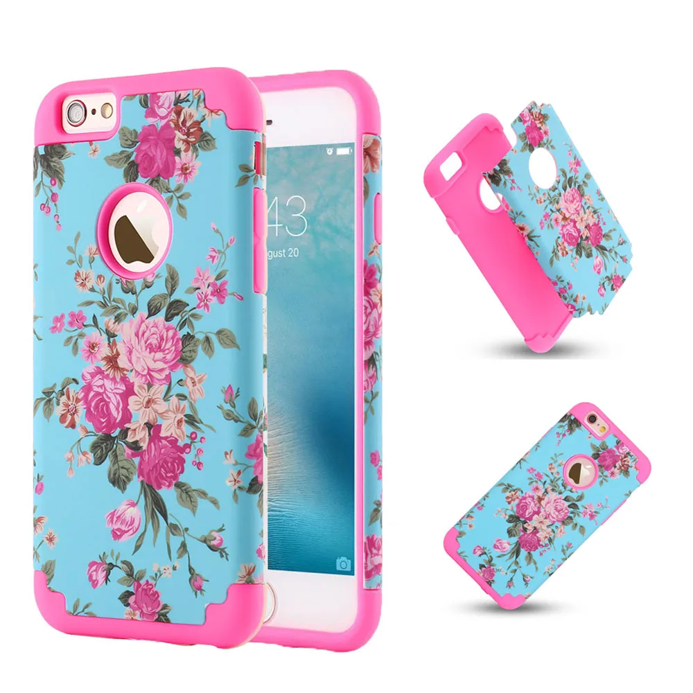Beautiful Girls Flower Screen Protector Hybrid Case For iPhone 8 Plus 7 6S 6 5 5S SE Floral Cover Logo Shockproof Soft Coque |