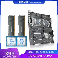 jginyue x99 d8 dual cpu motherboard lga 2011 3 kit set with 2e5 2620 v3 cpu 32gb%ef%bc%8816g2%ef%bc%89ddr4 ecc memory support eight channels