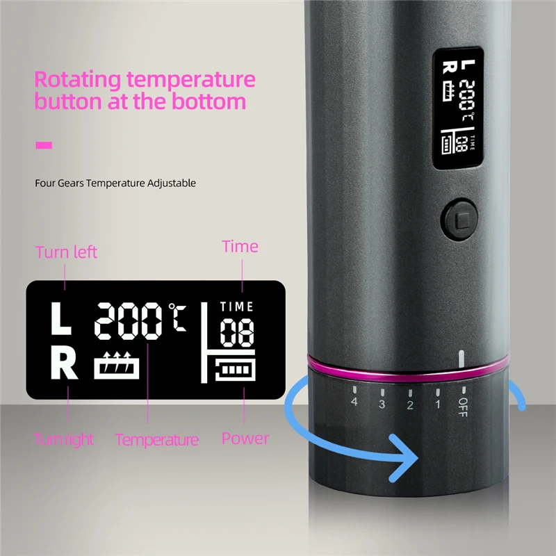 

Electric Wireless Curling Iron Automatic Hair Curler Auto Ceramic Hair Waver T Waves Iron Curling Wand Air Curler USB Cordless