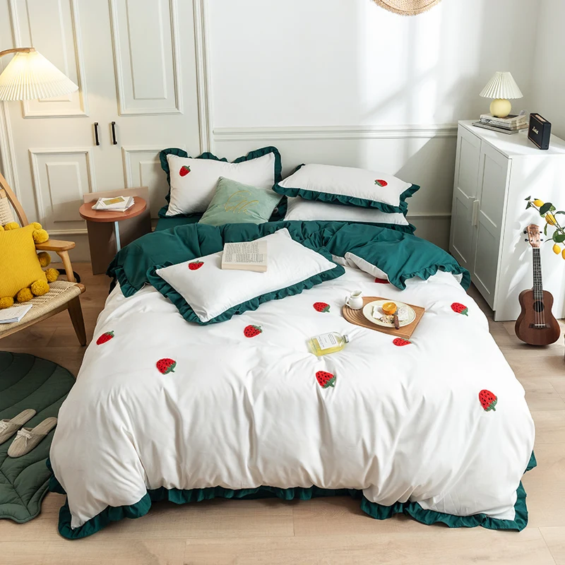 

Washed Cotton Home Bedding Set Four Pieces Cartoon Pattern N11