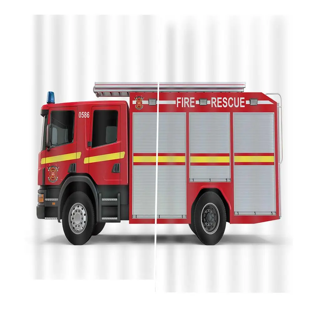 Занавеска для душа с мультяшным изображением пожарной машины Детская