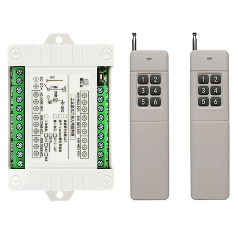 

3000m DC 2V 24V 6CH 6 CH Wireless Remote Control LED Light Switch Relay Output Radio RF Transmitter And 315/433 MHz Receiver