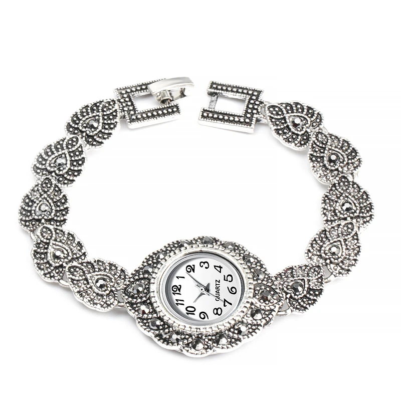 Новинка 2019 модные дизайнерские кварцевые часы античные серебряные браслеты