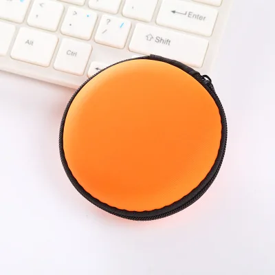 Круглая сумка для хранения на молнии Защитная наушников коробка данных usb кабель